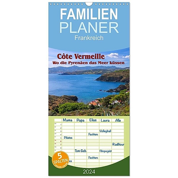 Familienplaner 2024 - Cote Vermeille - Wo die Pyrenäen das Meer küssen mit 5 Spalten (Wandkalender, 21 x 45 cm) CALVENDO, LianeM