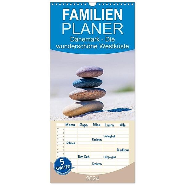 Familienplaner 2024 - Dänemark - Die wunderschöne Westküste mit 5 Spalten (Wandkalender, 21 x 45 cm) CALVENDO, Christine Nöh