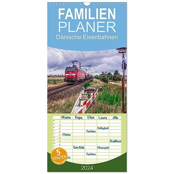 Familienplaner 2024 - Dänische Eisenbahnen mit 5 Spalten (Wandkalender, 21 x 45 cm) CALVENDO, Stefan Jeske, Marcel Wloka), bahnblitze.de (Jan van Dyk