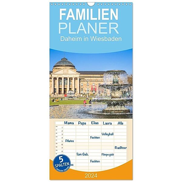 Familienplaner 2024 - Daheim in Wiesbaden mit 5 Spalten (Wandkalender, 21 x 45 cm) CALVENDO, Dietmar Scherf