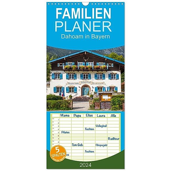 Familienplaner 2024 - Dahoam in Bayern mit 5 Spalten (Wandkalender, 21 x 45 cm) CALVENDO, Dietmar Scherf