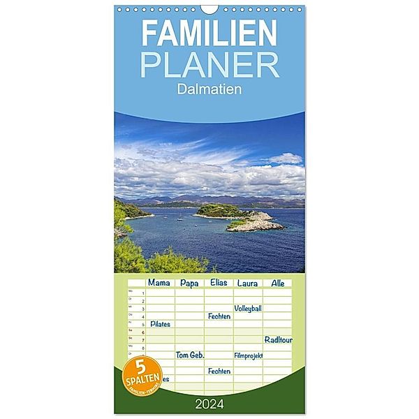 Familienplaner 2024 - Dalmatien mit 5 Spalten (Wandkalender, 21 x 45 cm) CALVENDO, LianeM
