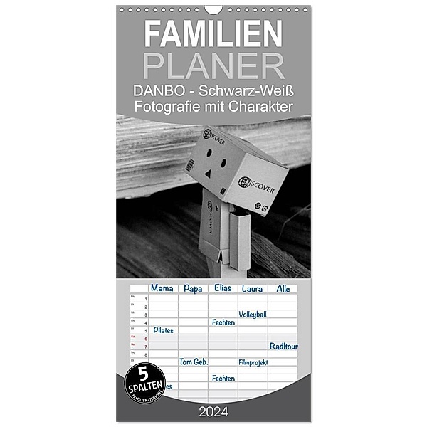 Familienplaner 2024 - Danbo - Schwarz-Weiß Fotografie mit Charakter mit 5 Spalten (Wandkalender, 21 x 45 cm) CALVENDO, Natalie Moßhammer