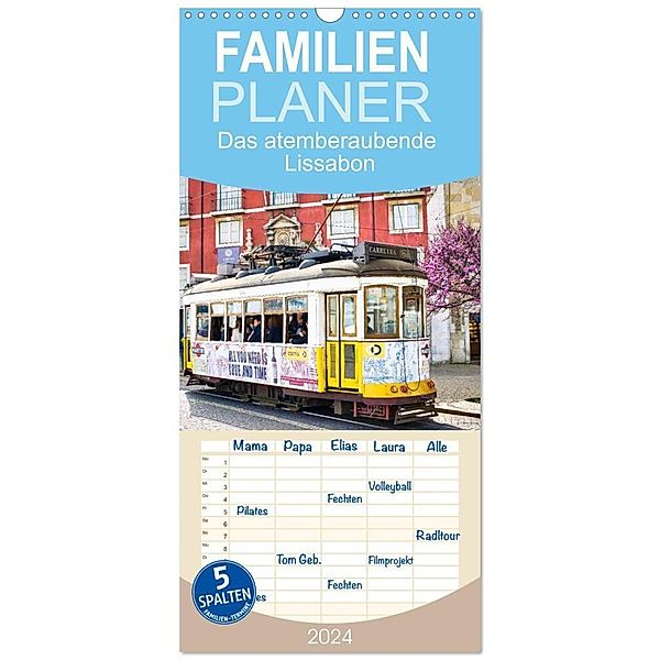 Familienplaner 2024 - Das atemberaubende Lissabon mit 5 Spalten (Wandkalender, 21 x 45 cm) CALVENDO, Solveig Rogalski