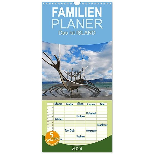 Familienplaner 2024 - Das ist ISLAND mit 5 Spalten (Wandkalender, 21 x 45 cm) CALVENDO, Philipp Burkart