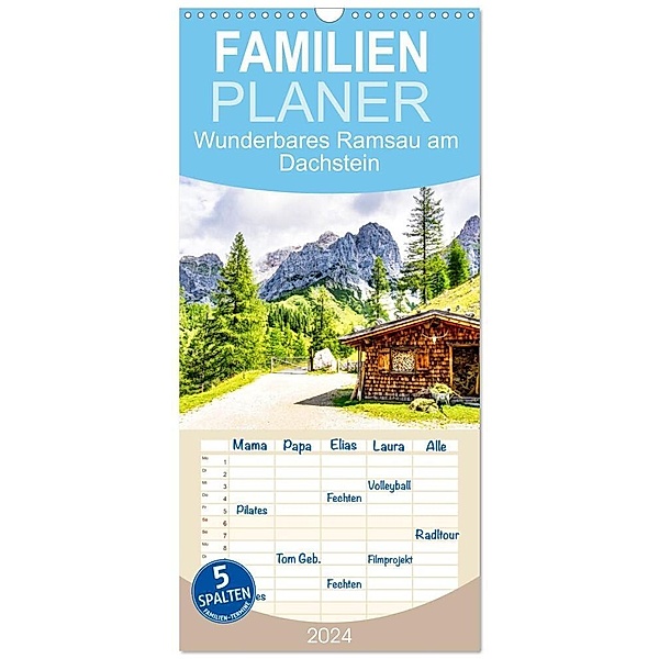 Familienplaner 2024 - Das wunderbare Ramsau am Fuße des Dachsteins mit 5 Spalten (Wandkalender, 21 x 45 cm) CALVENDO, Solveig Rogalski