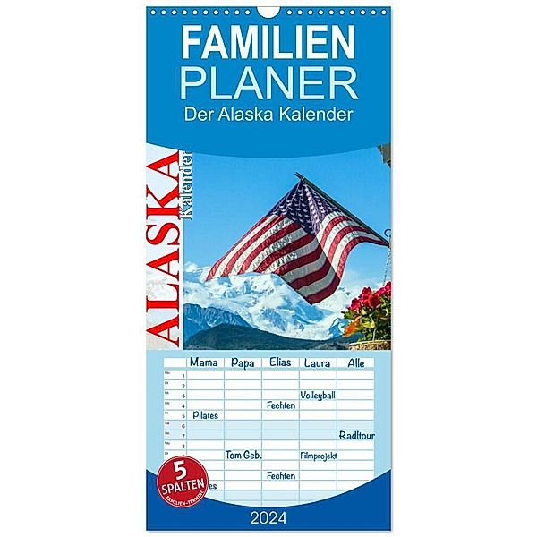 Familienplaner 2024 - Der Alaska Kalender mit 5 Spalten (Wandkalender, 21 x 45 cm) CALVENDO, Max Steinwald