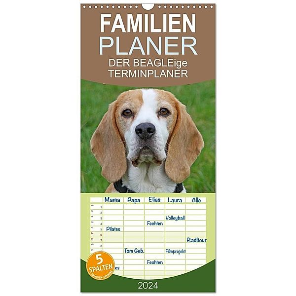 Familienplaner 2024 - DER BEAGLEige TERMINPLANER mit 5 Spalten (Wandkalender, 21 x 45 cm) CALVENDO, Antje Lindert-Rottke