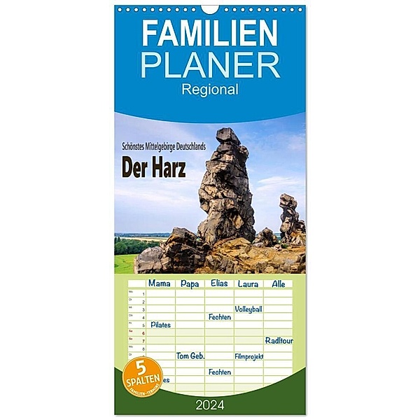 Familienplaner 2024 - Der Harz - Schönstes Mittelgebirge Deutschlands mit 5 Spalten (Wandkalender, 21 x 45 cm) CALVENDO, LianeM