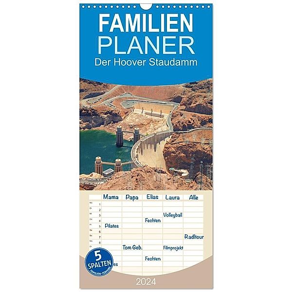 Familienplaner 2024 - Der Hoover Staudamm mit 5 Spalten (Wandkalender, 21 x 45 cm) CALVENDO, Volker Krahn