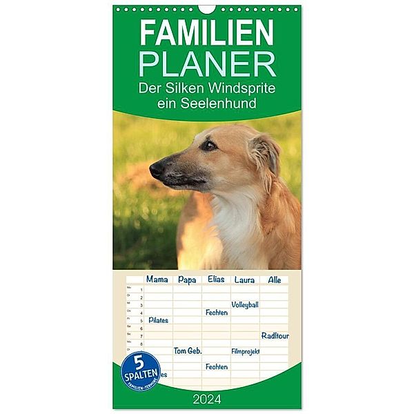 Familienplaner 2024 - Der Silken Windsprite - ein Seelenhund mit 5 Spalten (Wandkalender, 21 x 45 cm) CALVENDO, Sabine Alexandra Wais