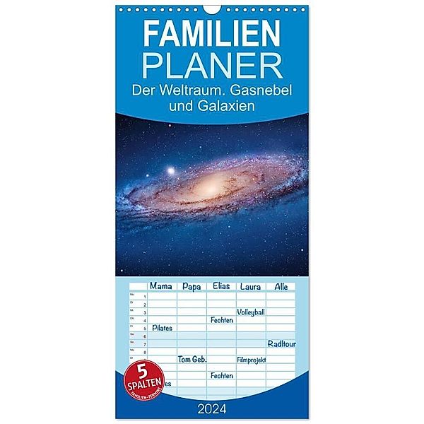 Familienplaner 2024 - Der Weltraum. Gasnebel und Galaxien mit 5 Spalten (Wandkalender, 21 x 45 cm) CALVENDO, Elisabeth Stanzer