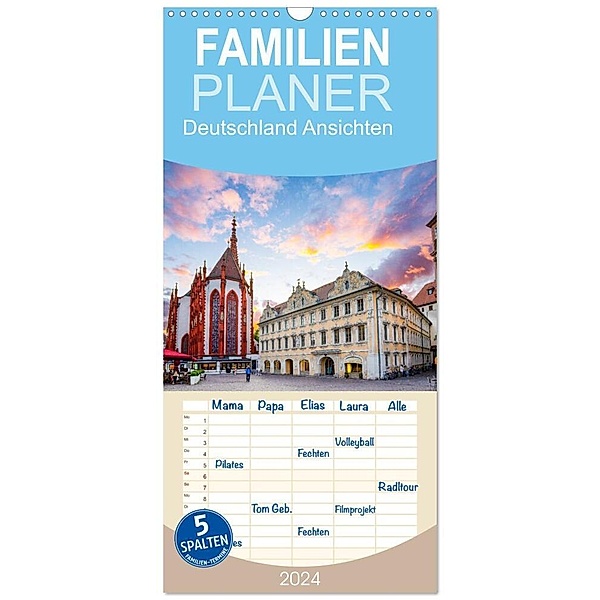 Familienplaner 2024 - Deutschland Ansichten mit 5 Spalten (Wandkalender, 21 x 45 cm) CALVENDO, Dirk Meutzner