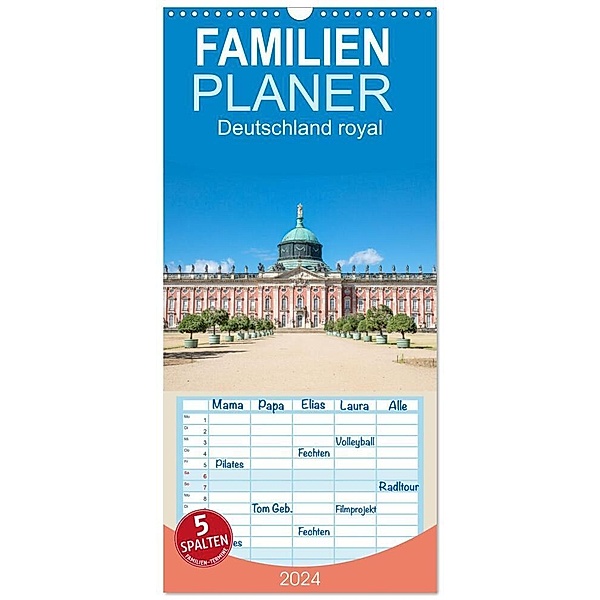Familienplaner 2024 - Deutschland royal mit 5 Spalten (Wandkalender, 21 x 45 cm) CALVENDO, Dietmar Scherf