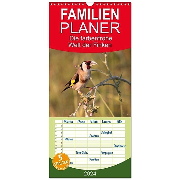 Familienplaner 2024 - Die farbenfrohe Welt der Finken mit 5 Spalten (Wandkalender, 21 x 45 cm) CALVENDO, Winfried Erlwein