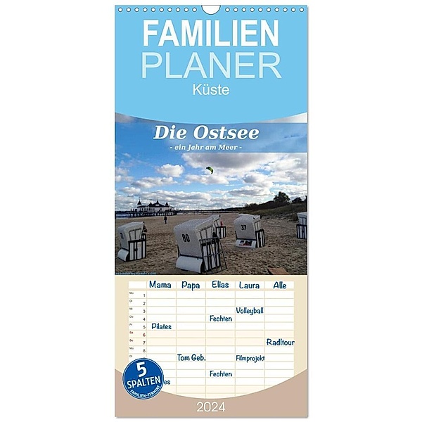 Familienplaner 2024 - Die Ostsee - Ein Jahr am Meer mit 5 Spalten (Wandkalender, 21 x 45 cm) CALVENDO, Alexander Wynands