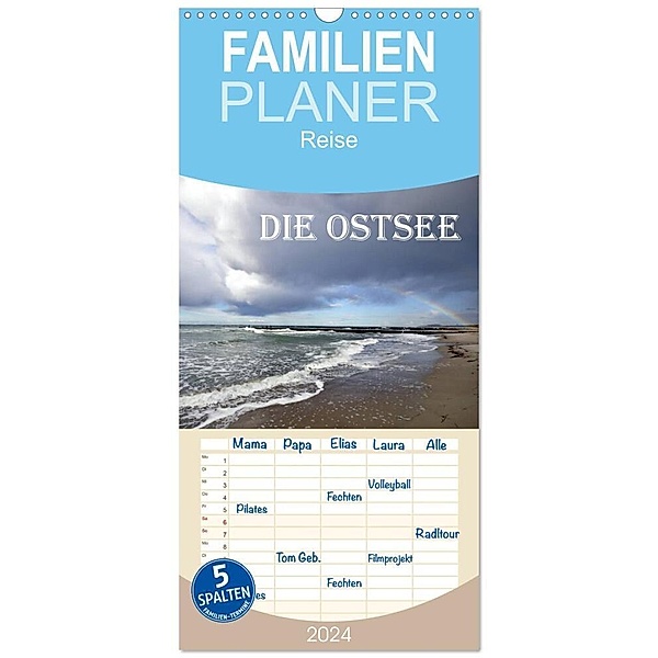 Familienplaner 2024 - Die Ostsee mit 5 Spalten (Wandkalender, 21 x 45 cm) CALVENDO, Gugigei