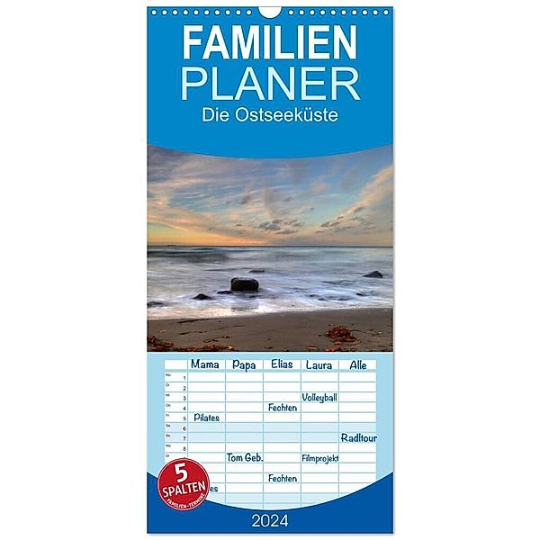 Familienplaner 2024 - Die Ostseeküste mit 5 Spalten (Wandkalender, 21 x 45 cm) CALVENDO, Thomas Deter
