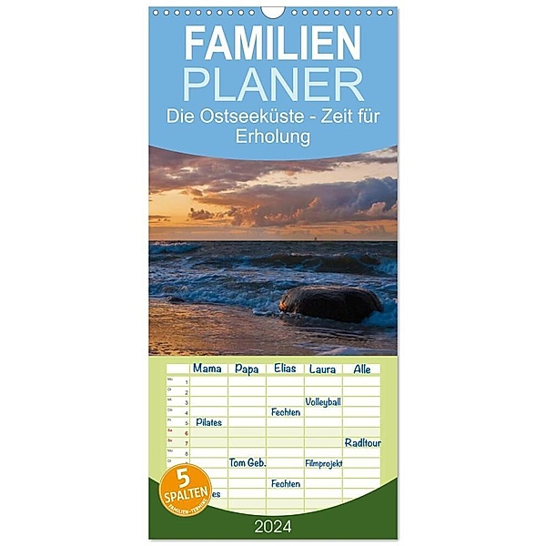 Familienplaner 2024 - Die Ostseeküste - Zeit für Erholung mit 5 Spalten (Wandkalender, 21 x 45 cm) CALVENDO, Gunter Kirsch