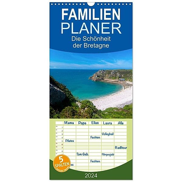 Familienplaner 2024 - Die Schönheit der Bretagne mit 5 Spalten (Wandkalender, 21 x 45 cm) CALVENDO, Tanja Voigt