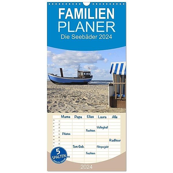 Familienplaner 2024 - Die Seebäder 2024 mit 5 Spalten (Wandkalender, 21 x 45 cm) CALVENDO, Susanne Fuchs