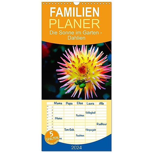 Familienplaner 2024 - Die Sonne im Garten - Dahlien, fotografiert von Ralf Kretschmer. mit 5 Spalten (Wandkalender, 21 x 45 cm) CALVENDO, Ralf Kretschmer