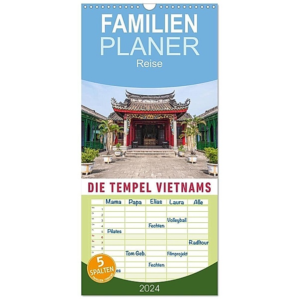 Familienplaner 2024 - Die Tempel Vietnams mit 5 Spalten (Wandkalender, 21 x 45 cm) CALVENDO, Martin Ristl