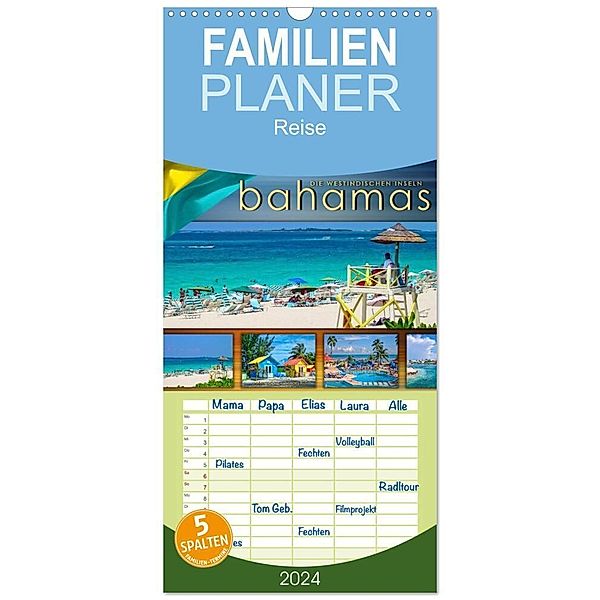 Familienplaner 2024 - Die Westindischen Inseln - Bahamas mit 5 Spalten (Wandkalender, 21 x 45 cm) CALVENDO, Peter Roder