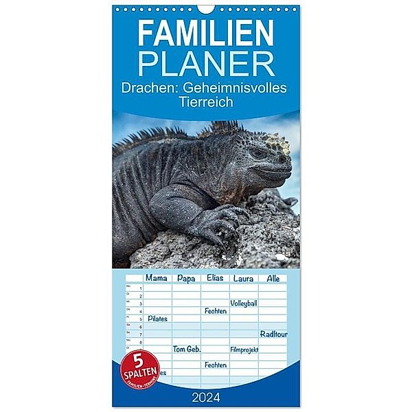 Familienplaner 2024 - Drachen: Geheimnisvolles Tierreich mit 5 Spalten (Wandkalender, 21 x 45 cm) CALVENDO, Guenter Guni