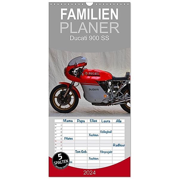 Familienplaner 2024 - Ducati 900 SS mit 5 Spalten (Wandkalender, 21 x 45 cm) CALVENDO, Ingo Laue