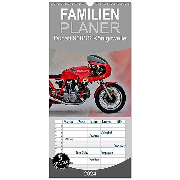 Familienplaner 2024 - Ducati 900SS Königswelle mit 5 Spalten (Wandkalender, 21 x 45 cm) CALVENDO, Ingo Laue