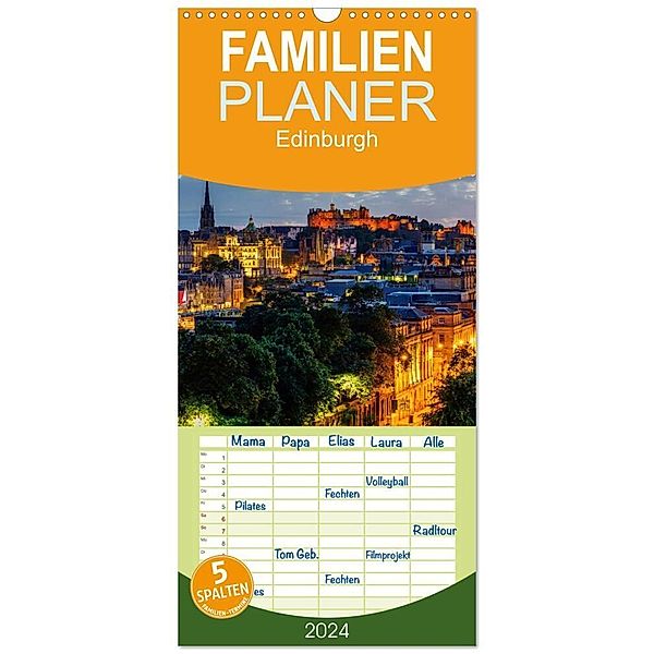 Familienplaner 2024 - Edinburgh - Impressionen aus der schottischen Hauptstadt mit 5 Spalten (Wandkalender, 21 x 45 cm) CALVENDO, Christian Müller