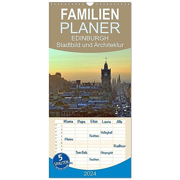 Familienplaner 2024 - EDINBURGH Stadtbild und Architektur mit 5 Spalten (Wandkalender, 21 x 45 cm) CALVENDO, Jürgen Creutzburg