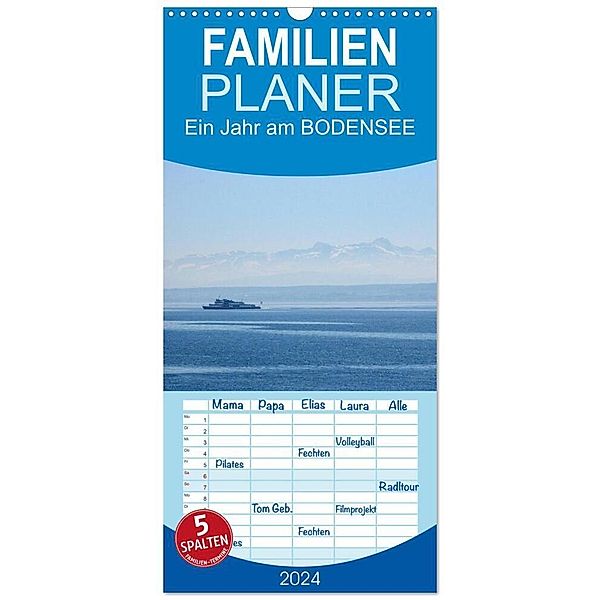 Familienplaner 2024 - Ein Jahr am BODENSEE mit 5 Spalten (Wandkalender, 21 x 45 cm) CALVENDO, Ansgar Meise