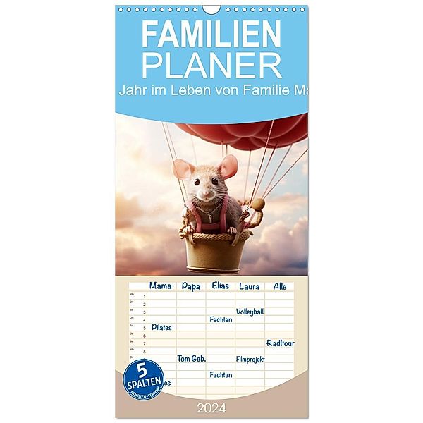 Familienplaner 2024 - Ein Jahr im Leben von Familie Maus mit 5 Spalten (Wandkalender, 21 x 45 cm) CALVENDO, Calvendo, Daniela Tapper