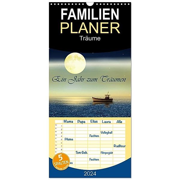 Familienplaner 2024 - Ein Jahr zum Träumen by Mausopardia mit 5 Spalten (Wandkalender, 21 x 45 cm) CALVENDO, Monika Jüngling alias Mausopardia