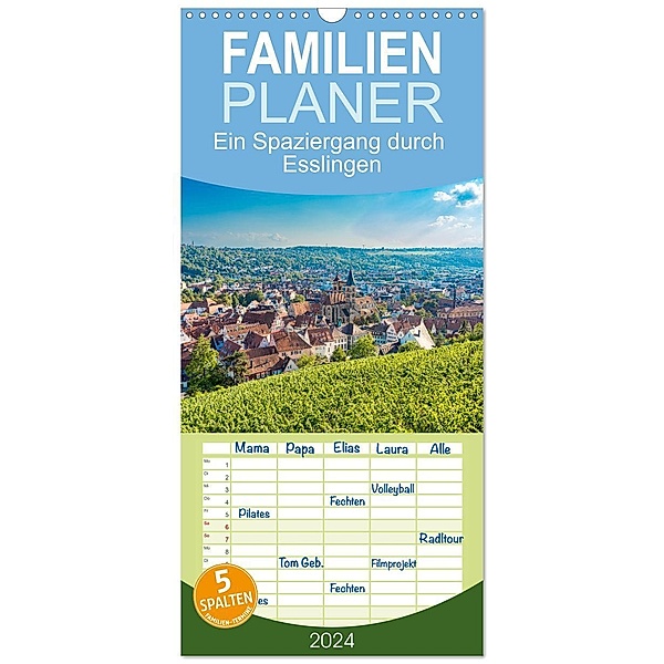 Familienplaner 2024 - Ein Spaziergang durch Esslingen mit 5 Spalten (Wandkalender, 21 x 45 cm) CALVENDO, Calvendo, Tina Rabus