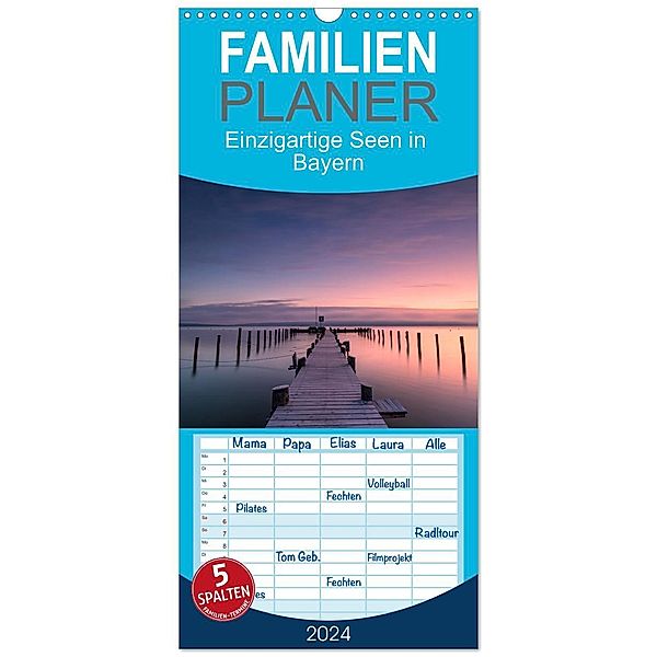 Familienplaner 2024 - Einzigartige Seen in Bayern mit 5 Spalten (Wandkalender, 21 x 45 cm) CALVENDO, Calvendo, Fotofabrik Stefanie Künneke