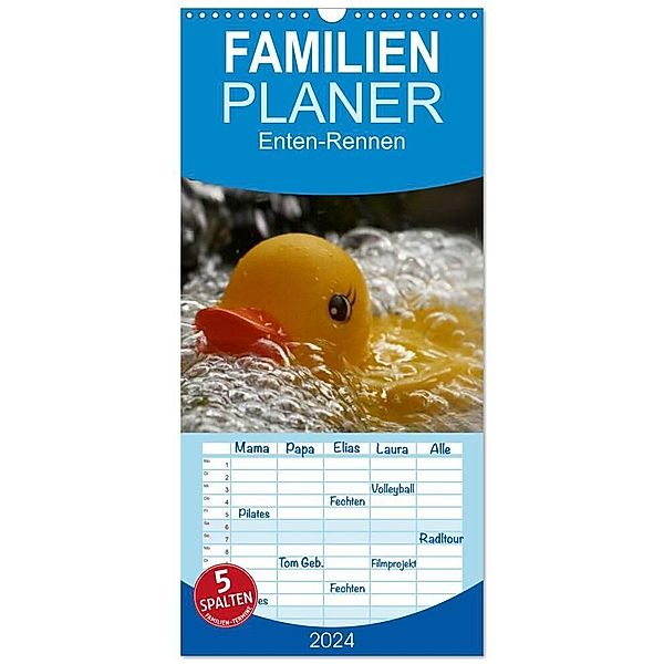 Familienplaner 2024 - Enten-Rennen mit 5 Spalten (Wandkalender, 21 x 45 cm) CALVENDO, Jörg Sobottka