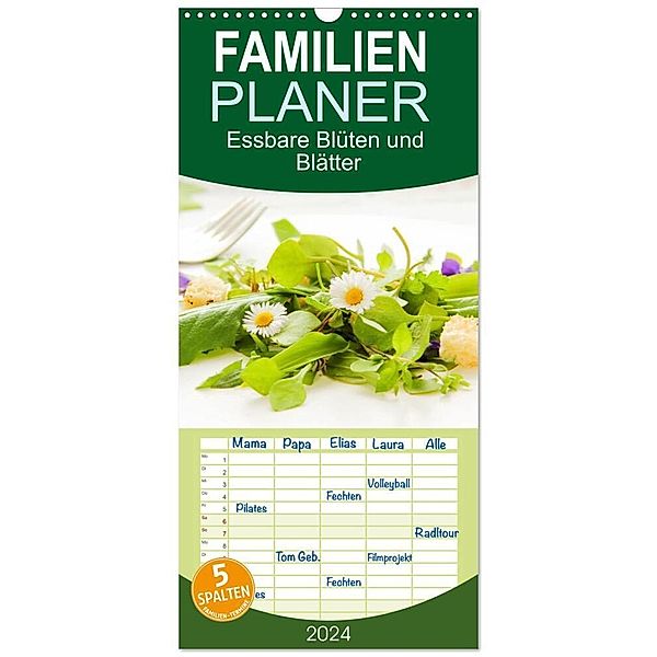 Familienplaner 2024 - essbare Blüten und Blätter mit 5 Spalten (Wandkalender, 21 x 45 cm) CALVENDO, EFLStudioArt