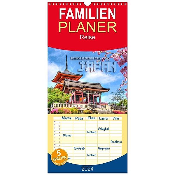 Familienplaner 2024 - Exotische Bilderreise durch Japan mit 5 Spalten (Wandkalender, 21 x 45 cm) CALVENDO, Renate Bleicher