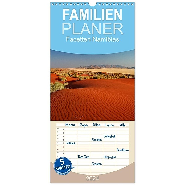 Familienplaner 2024 - Facetten Namibias mit 5 Spalten (Wandkalender, 21 x 45 cm) CALVENDO, Jürgen Wöhlke