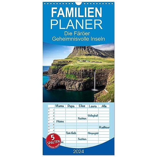 Familienplaner 2024 - Färöer Inseln - Geheimnisvolle Inseln im Nordatlantik mit 5 Spalten (Wandkalender, 21 x 45 cm) CALVENDO, Dennis Westermann