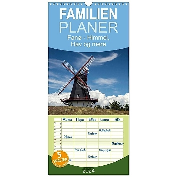 Familienplaner 2024 - Fanø - Himmel, Hav og mere mit 5 Spalten (Wandkalender, 21 x 45 cm) CALVENDO, Marion Peussner