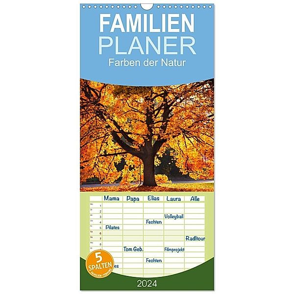 Familienplaner 2024 - Farben der Natur mit 5 Spalten (Wandkalender, 21 x 45 cm) CALVENDO, Holger Gräbner