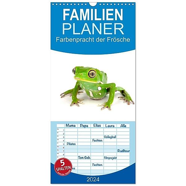 Familienplaner 2024 - Farbenpracht der Frösche mit 5 Spalten (Wandkalender, 21 x 45 cm) CALVENDO, Benny Trapp