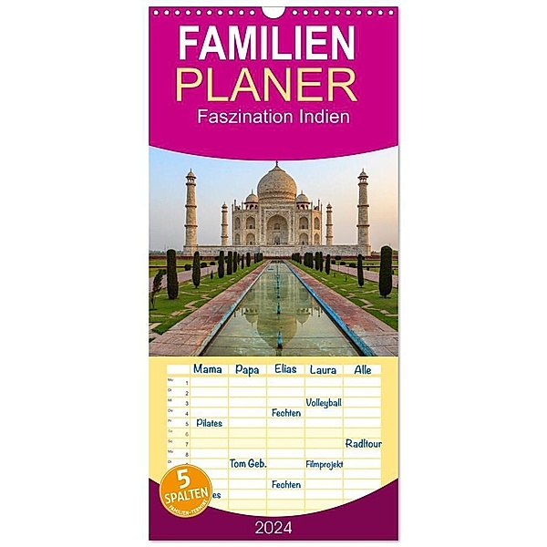 Familienplaner 2024 - Faszination Indien mit 5 Spalten (Wandkalender, 21 x 45 cm) CALVENDO, Roland Brack