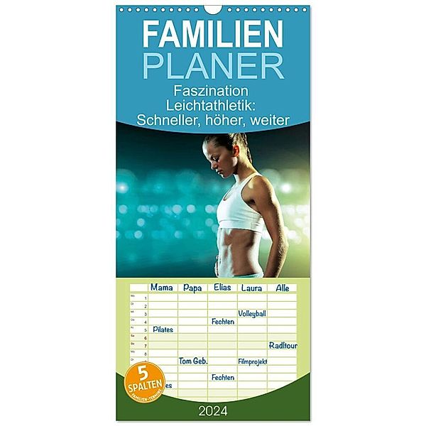 Familienplaner 2024 - Faszination Leichtathletik: Schneller, höher, weiter mit 5 Spalten (Wandkalender, 21 x 45 cm) CALVENDO, Calvendo