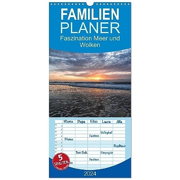 Familienplaner 2024 - Faszination Meer und Wolken mit 5 Spalten (Wandkalender, 21 x 45 cm) CALVENDO, Klaus Hoffmann