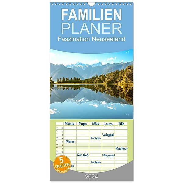 Familienplaner 2024 - Faszination Neuseeland mit 5 Spalten (Wandkalender, 21 x 45 cm) CALVENDO, Dietmar Janietz